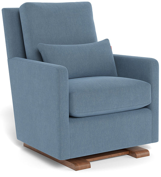 Monte Design Como Glider - Walnut Base / Heathered Denim Blue Performance Fabric