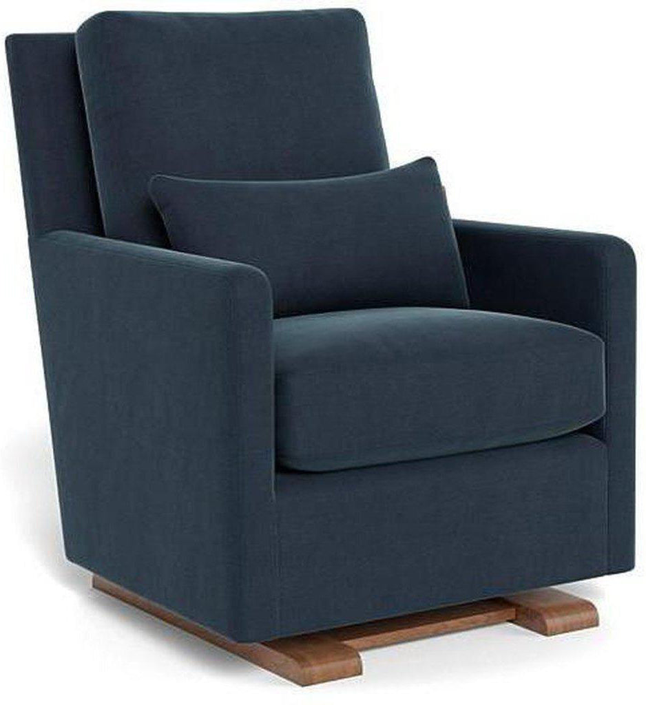 Monte Design Como Glider - Walnut Base / Midnight Blue Brushed Cotton-Linen Fabric