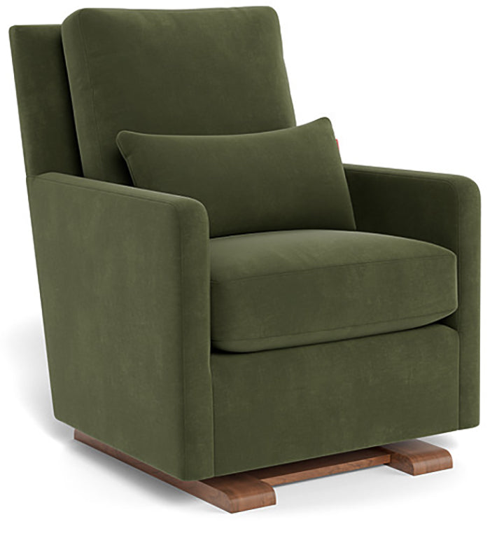 Monte Design Como Glider - Walnut Base / Moss Green Performance Velvet Fabric