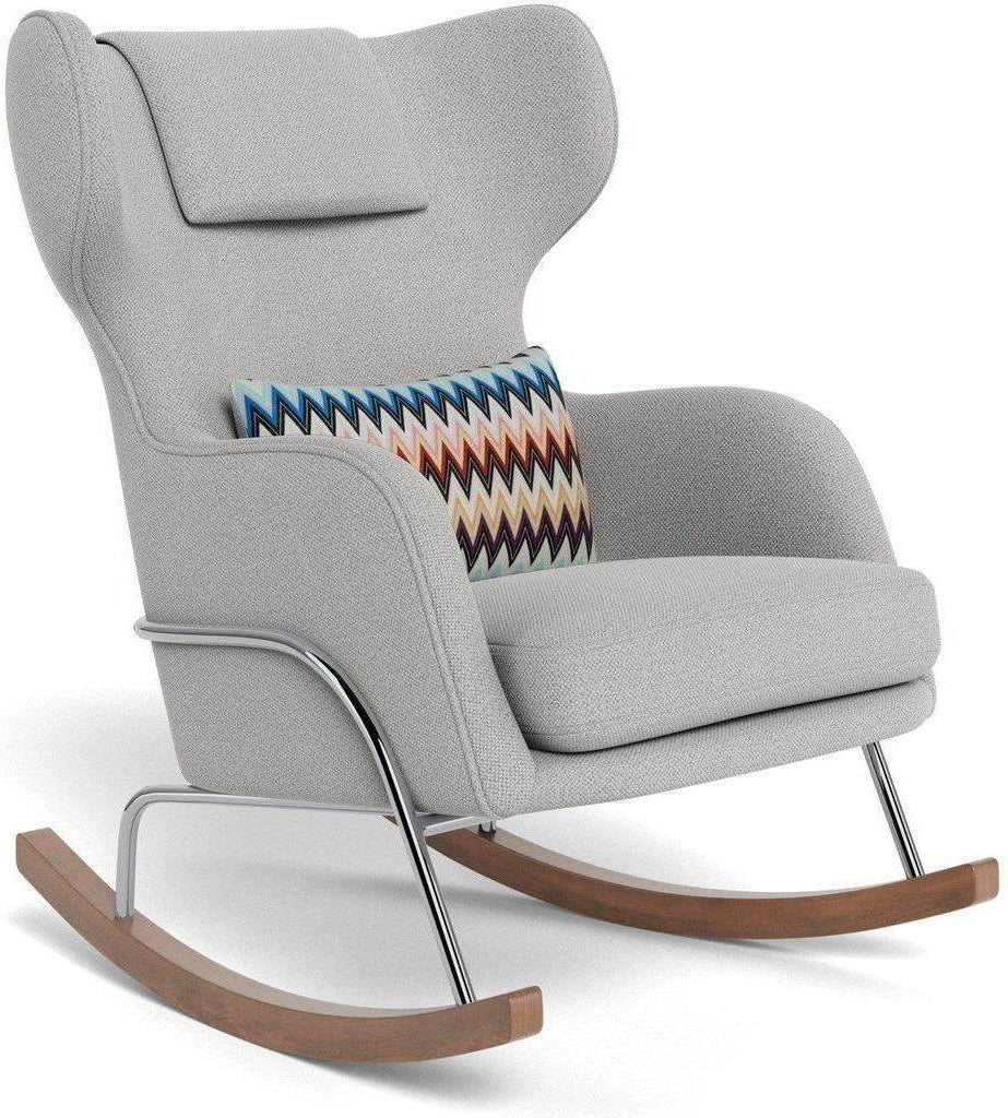 Monte Design Grand Jackson Rocker - Chrome / Performance Weave Cloud Grey Fabric / Authentic Missoni Pillow