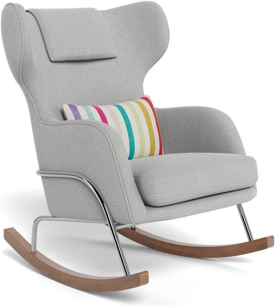 Monte Design Grand Jackson Rocker - Chrome / Performance Weave Cloud Grey Fabric / Stripes by Kate Spade New York Pillow