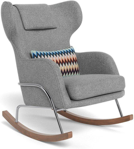 Monte Design Grand Jackson Rocker - Chrome / Performance Weave Pepper Grey Fabric / Authentic Missoni Pillow