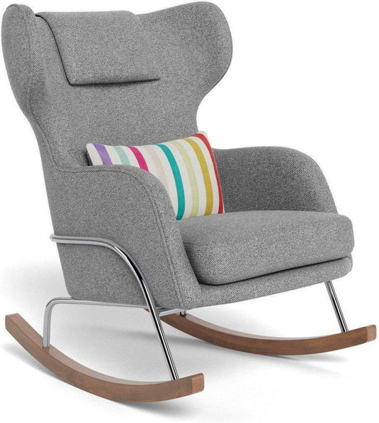 Monte Design Grand Jackson Rocker - Chrome / Performance Weave Pepper Grey Fabric / Stripes by Kate Spade New York Pillow