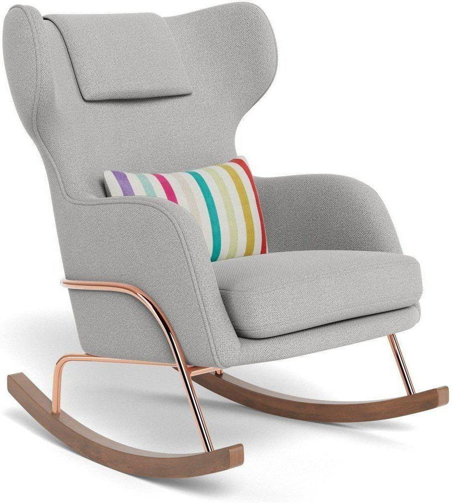 Monte Design Grand Jackson Rocker - Rose Gold Copper / Performance Weave Cloud Grey Fabric / Stripes by Kate Spade New York Pillow