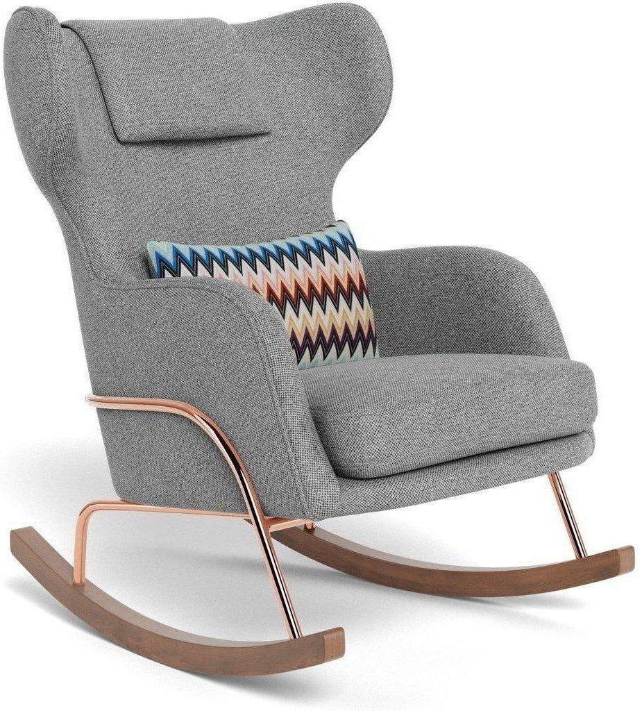 Monte Design Grand Jackson Rocker - Rose Gold Copper / Performance Weave Pepper Grey Fabric / Authentic Missoni Pillow