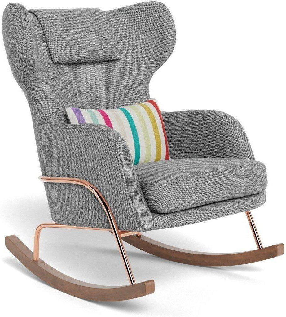 Monte Design Grand Jackson Rocker - Rose Gold Copper / Performance Weave Pepper Grey Fabric / Stripes by Kate Spade New York Pillow