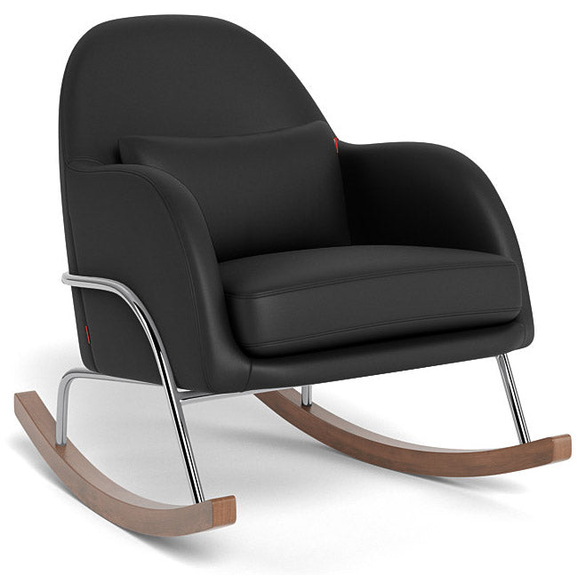 Monte Design Jackie Rocker - Chrome Base / Black Enviroleather Fabric