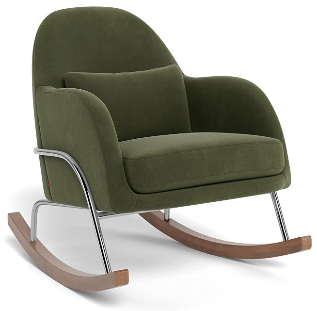 Monte Design Jackie Rocker - Chrome Base / Moss Green Performance Velvet Fabric