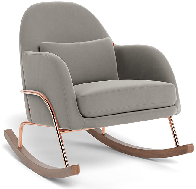 Monte Design Jackie Rocker - Rose Gold Copper Base / Mineral Grey Performance Velvet Fabric