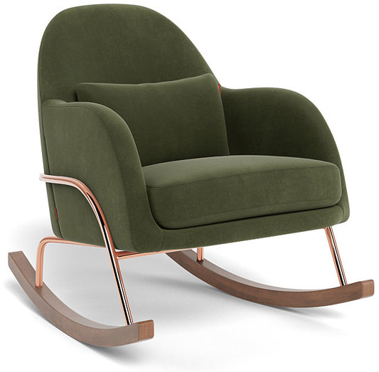 Monte Design Jackie Rocker - Rose Gold Copper Base / Moss Green Performance Velvet Fabric