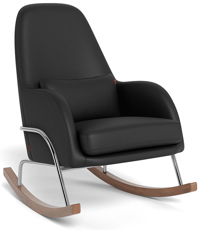 Monte Design Jackson Rocker - Chrome Base / Black Enviroleather Fabric