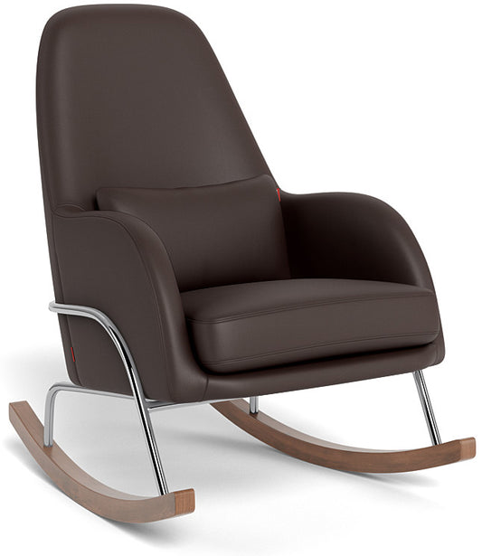 Monte Design Jackson Rocker - Chrome Base / Brown Enviroleather Fabric