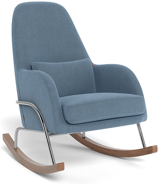 Monte Design Jackson Rocker - Chrome Base / Denim Blue Performance Heathered Fabric