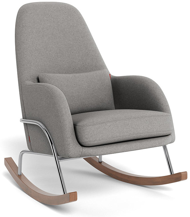 Monte Design Jackson Rocker - Chrome Base / Light Grey Italian Premium Wool Fabric