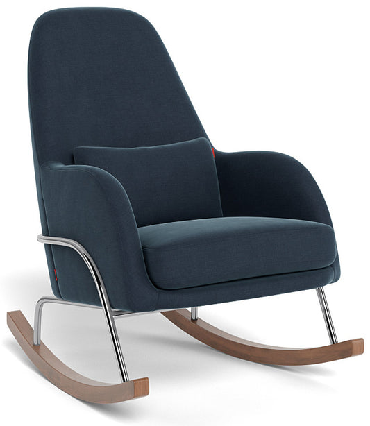 Monte Design Jackson Rocker - Chrome Base / Midnight Blue Natural Cotton/Linen Fabric