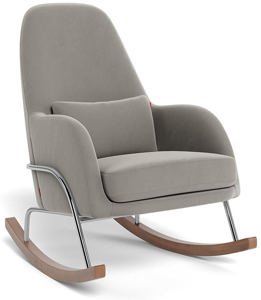 Monte Design Jackson Rocker - Chrome Base / Mineral Grey Performance Velvet Fabric