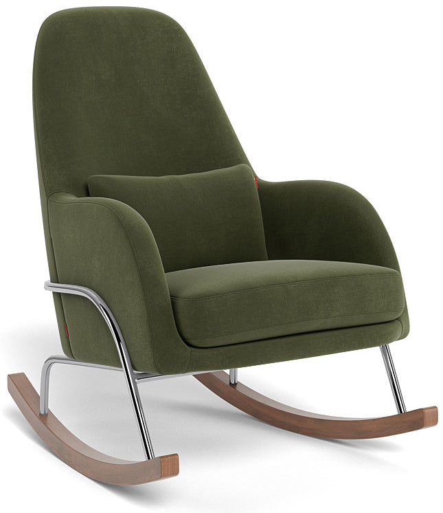 Monte Design Jackson Rocker - Chrome Base / Moss Green Performance Velvet Fabric