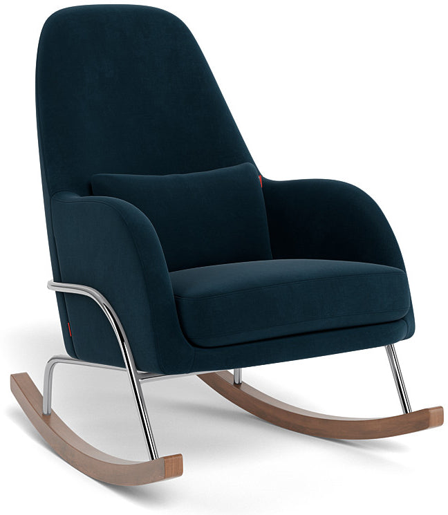 Monte Design Jackson Rocker - Chrome Base / Navy Performance Velvet Fabric