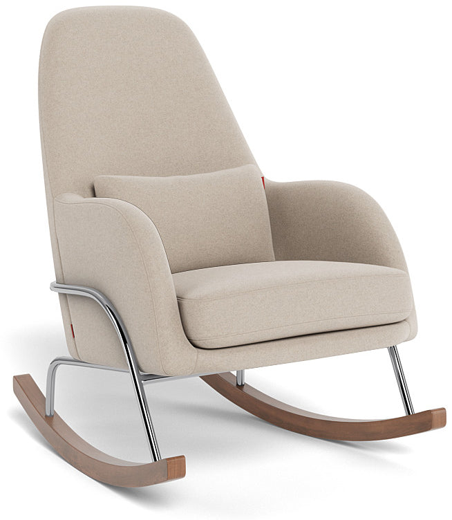 Monte Design Jackson Rocker - Chrome Base / Oatmeal Italian Premium Wool Fabric