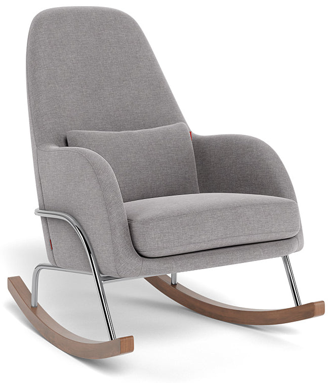 Monte Design Jackson Rocker - Chrome Base / Pebble Grey Performance Heathered Fabric