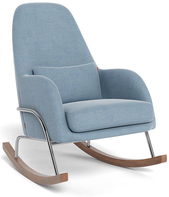 Monte Design Jackson Rocker - Chrome Base / Sky Natural Cotton/Linen Fabric