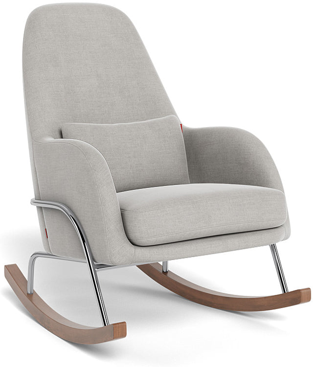 Monte Design Jackson Rocker - Chrome Base / Smoke Natural Cotton/Linen Fabric