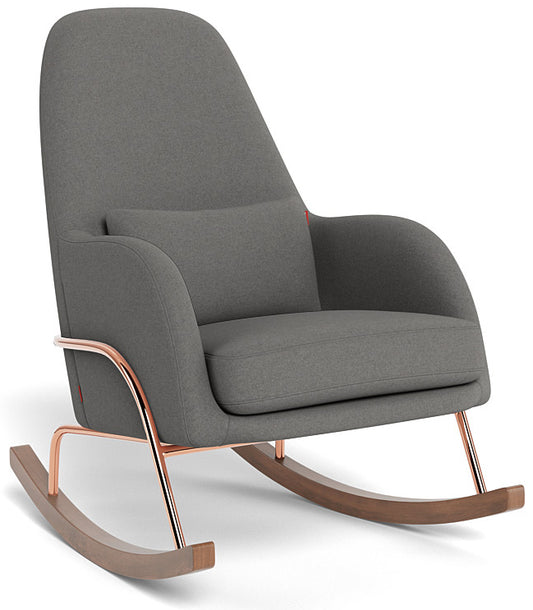 Monte Design Jackson Rocker - Rose Gold Copper Base / Dark Grey Italian Premium Wool Fabric