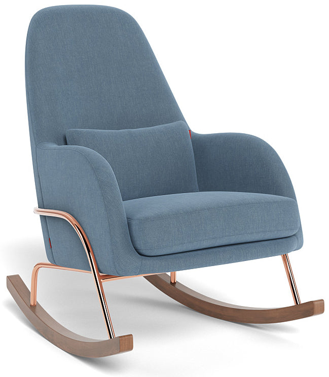 Monte Design Jackson Rocker - Rose Gold Copper Base / Denim Blue Performance Heathered Fabric