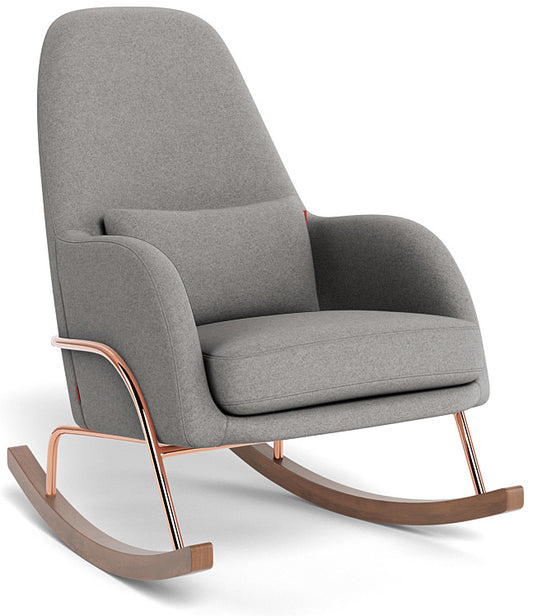 Monte Design Jackson Rocker - Rose Gold Copper Base / Light Grey Italian Premium Wool Fabric