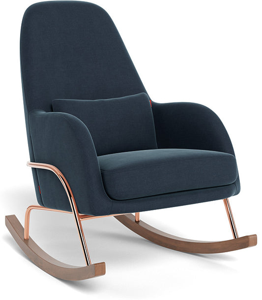 Monte Design Jackson Rocker - Rose Gold Copper Base / Midnight Blue Natural Cotton/Linen Fabric