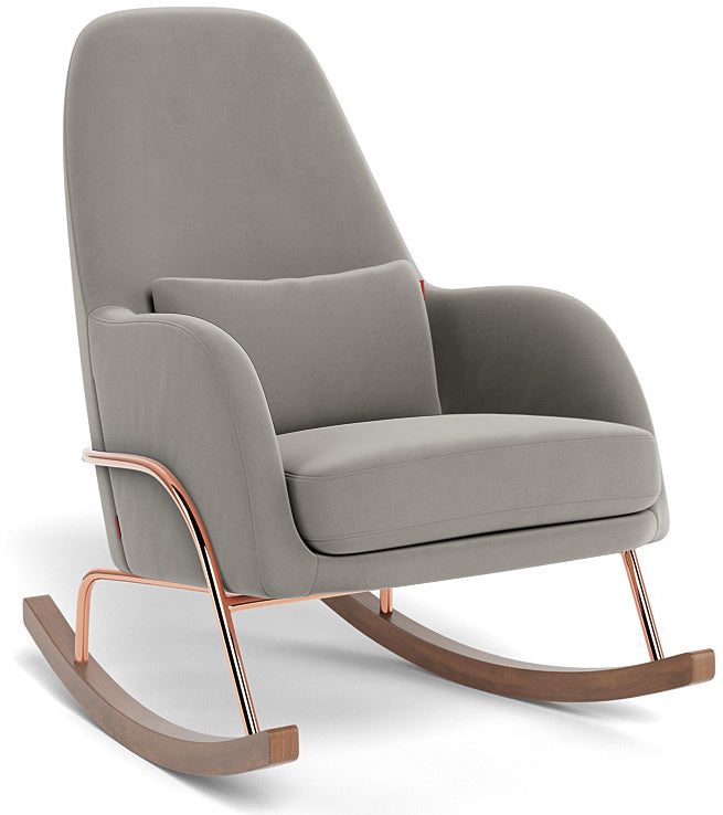 Monte Design Jackson Rocker - Rose Gold Copper Base / Mineral Grey Performance Velvet Fabric