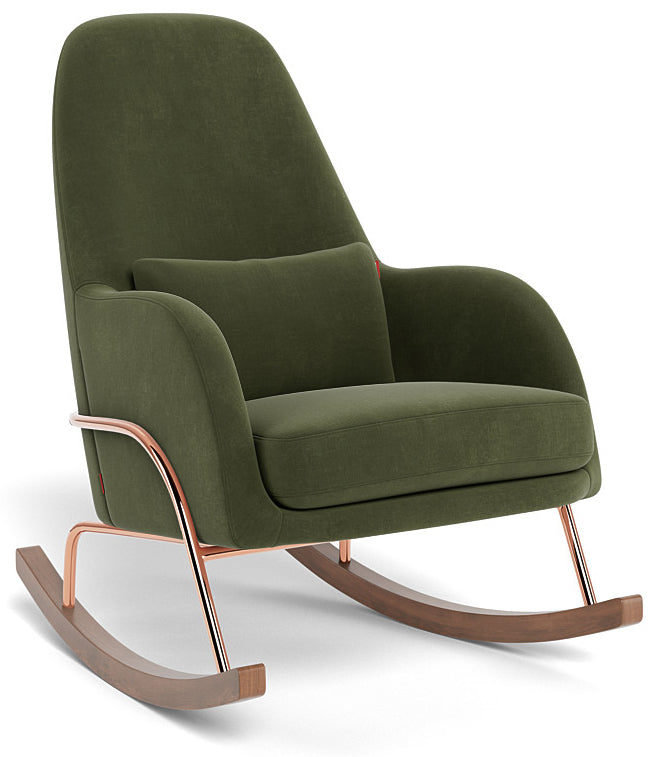 Monte Design Jackson Rocker - Rose Gold Copper Base / Moss Green Performance Velvet Fabric