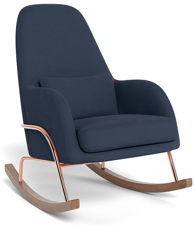 Monte Design Jackson Rocker - Rose Gold Copper Base / Navy Blue Performance Microfiber Fabric