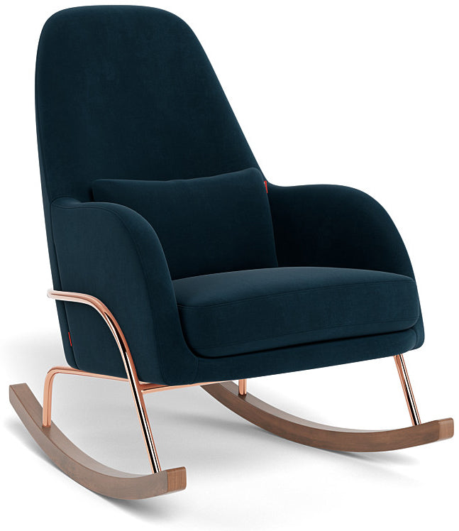 Monte Design Jackson Rocker - Rose Gold Copper Base / Navy Performance Velvet Fabric