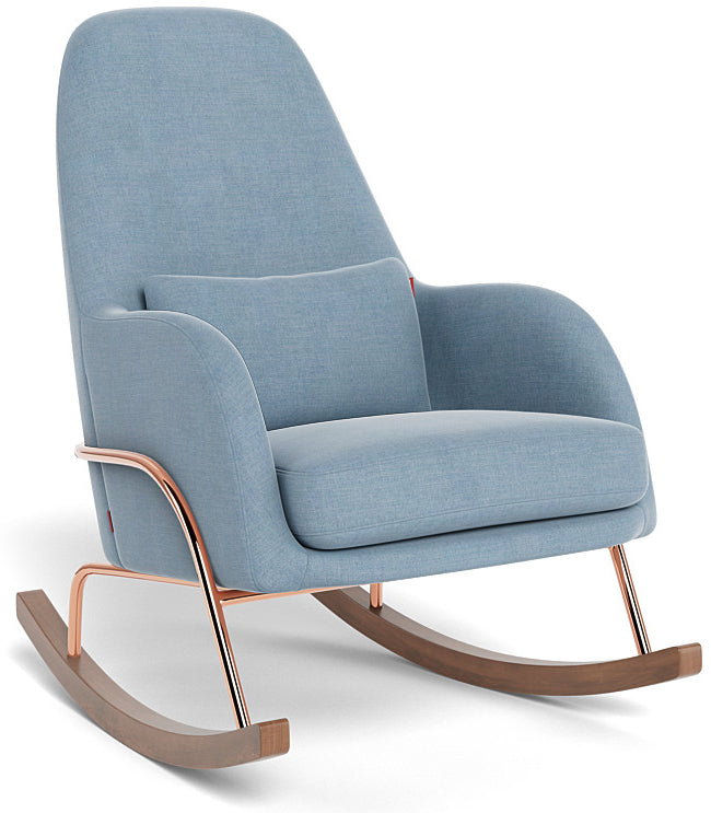 Monte Design Jackson Rocker - Rose Gold Copper Base / Sky Natural Cotton/Linen Fabric