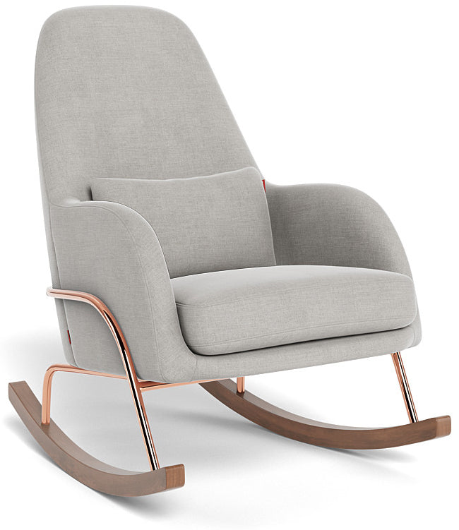 Monte Design Jackson Rocker - Rose Gold Copper Base / Smoke Natural Cotton/Linen Fabric