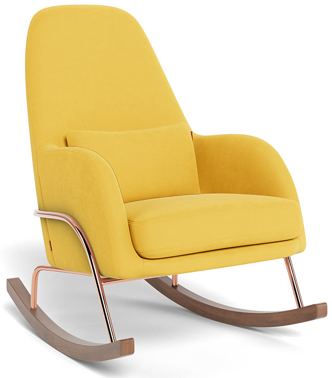 Monte Design Jackson Rocker - Rose Gold Copper Base / Yellow Performance Microfiber Fabric