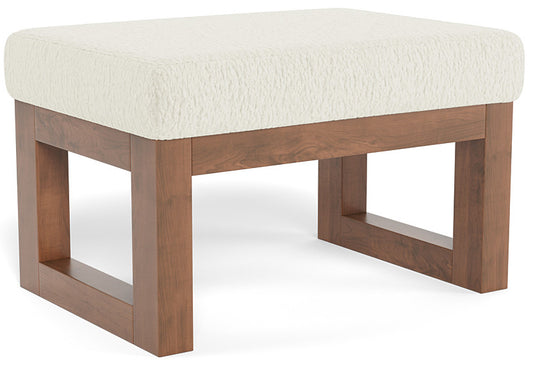 Monte Design Joya Ottoman - Walnut Base / Faux Sheepskin Fabric