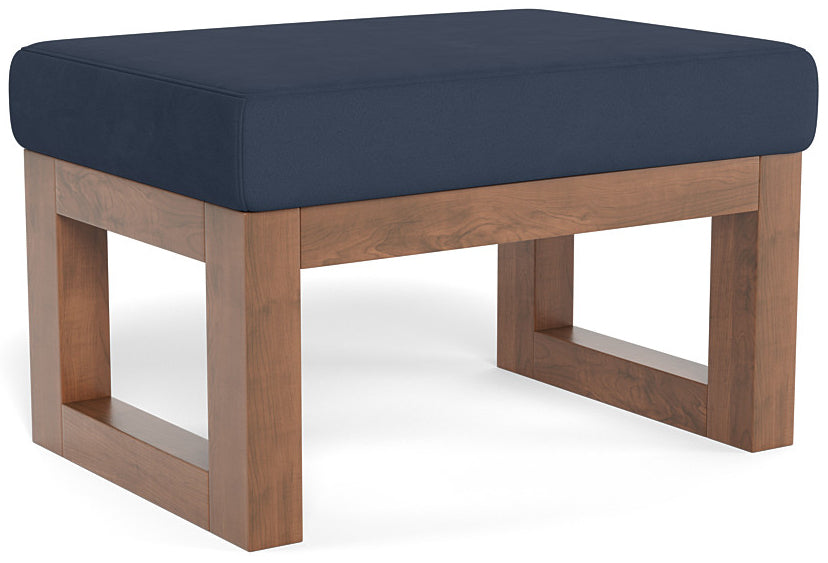 Monte Design Joya Ottoman - Walnut / Navy Blue Performance Microfiber