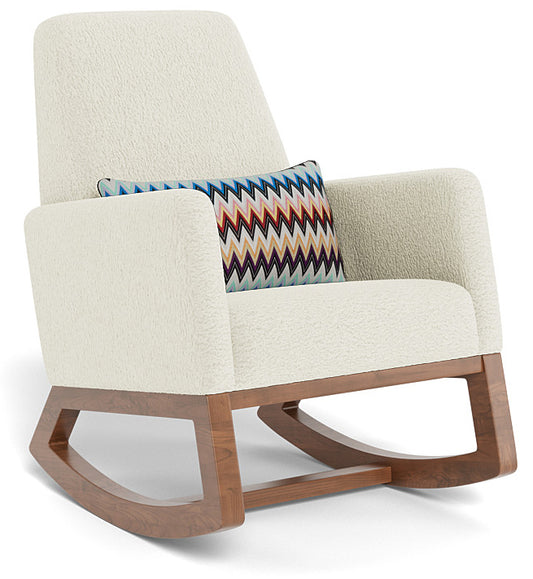 Monte Design Joya Rocker - Walnut Base / Faux Sheepskin Fabric / Authentic Missoni Fabric Pillow