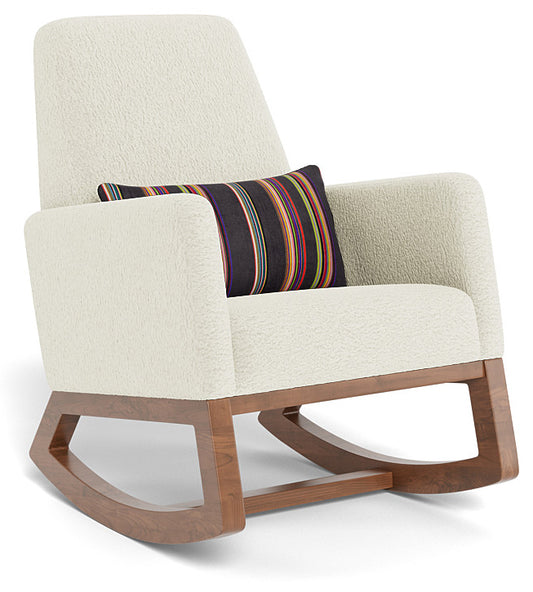 Monte Design Joya Rocker - Walnut Base / Faux Sheepskin Fabric / Stripes by Paul Smith for Maharam Pillow