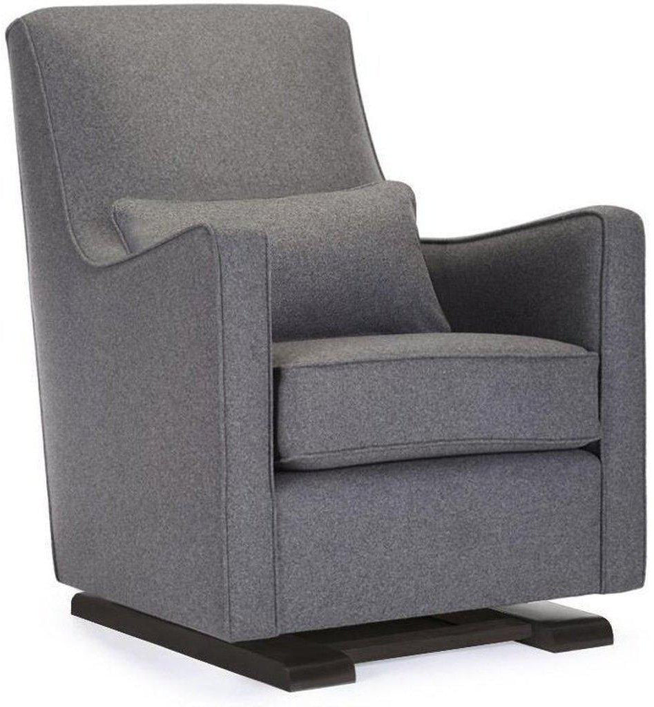 Monte Design Luca Glider - Espresso Base / Dark Grey Italian Wool Fabric / Dark Grey Piping & Pillow