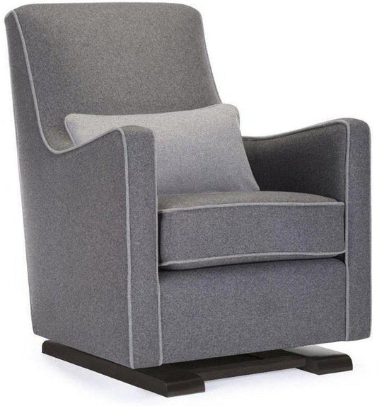 Monte Design Luca Glider - Espresso Base / Dark Grey Italian Wool Fabric / Light Grey Piping & Pillow