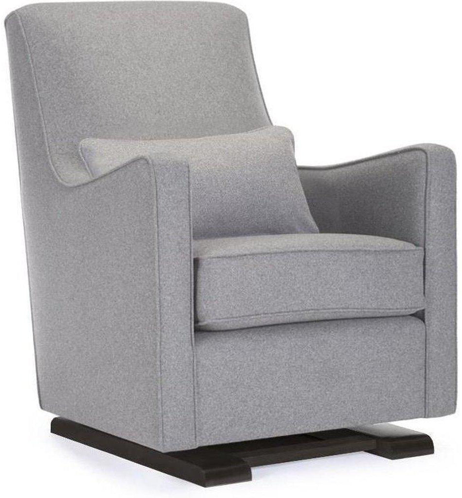 Monte Design Luca Glider - Espresso Base / Light Grey Italian Wool Fabric / Light Grey Piping & Pillow