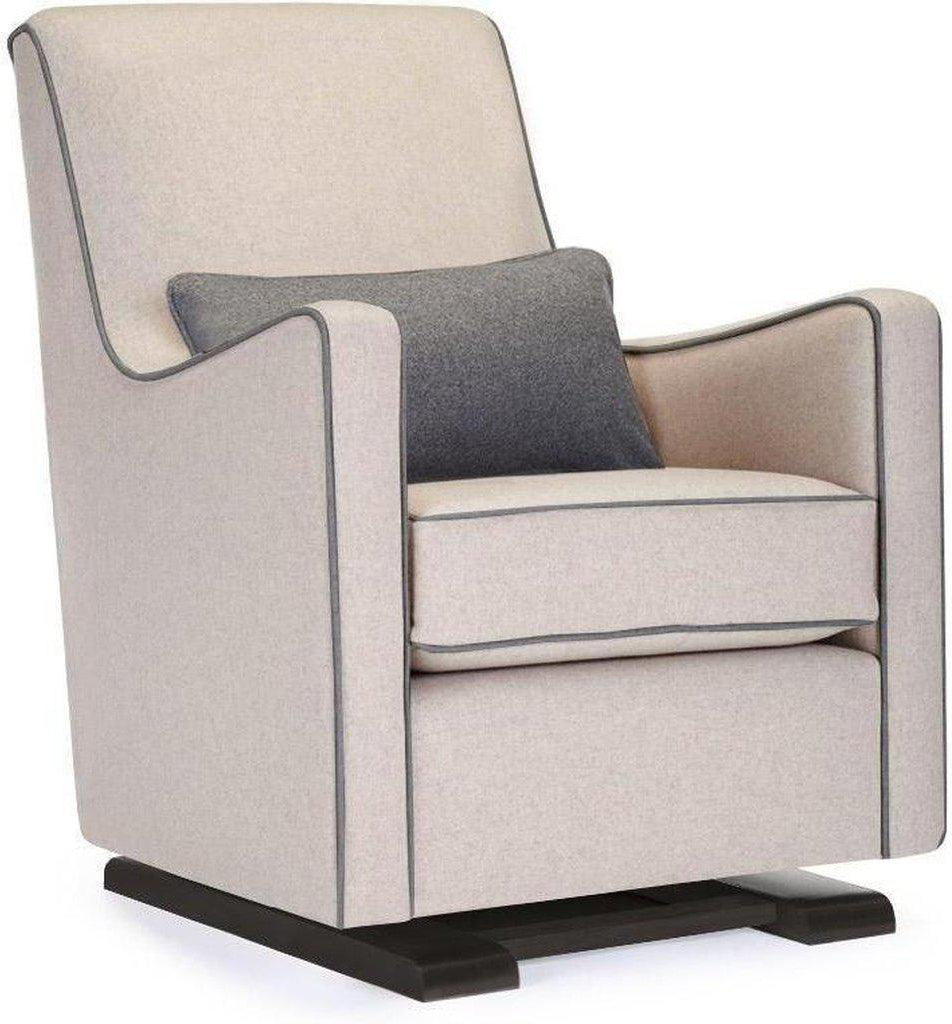 Monte Design Luca Glider - Espresso Base / Oatmeal Italian Wool Fabric / Dark Grey Piping & Pillow