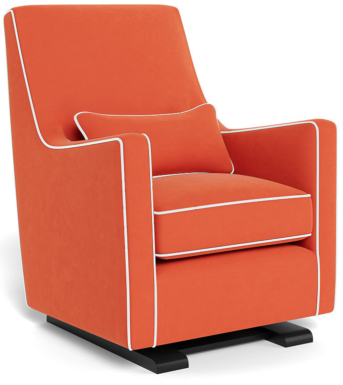 Monte Design Luca Glider - Espresso Base / Orange Performance Microfiber Fabric & Pillow / White Piping