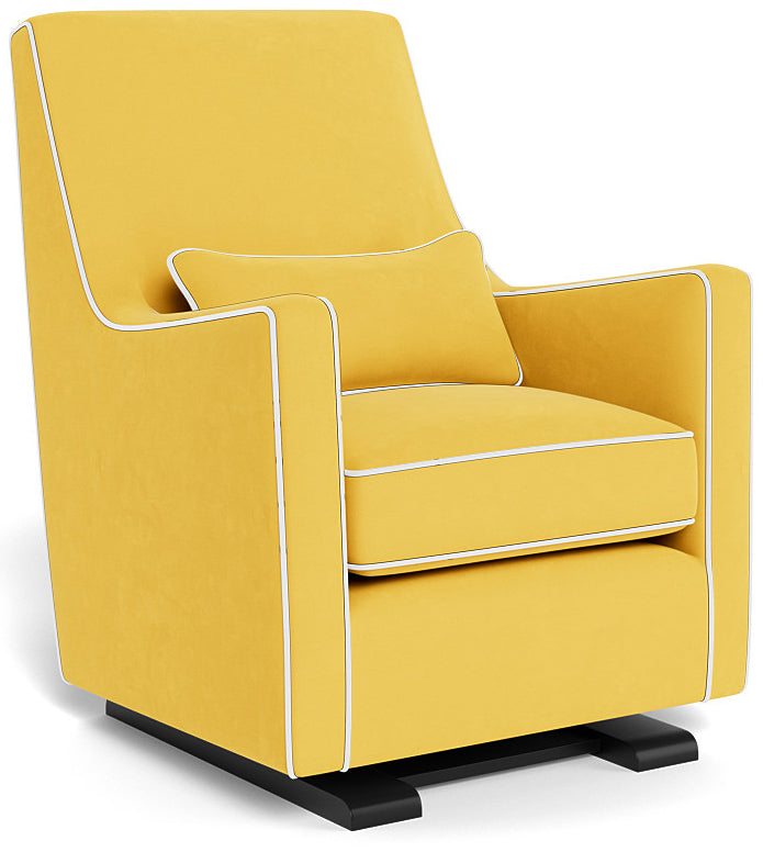 Monte Design Luca Glider - Espresso Base / Yellow Performance Microfiber Fabric & Pillow / White Piping