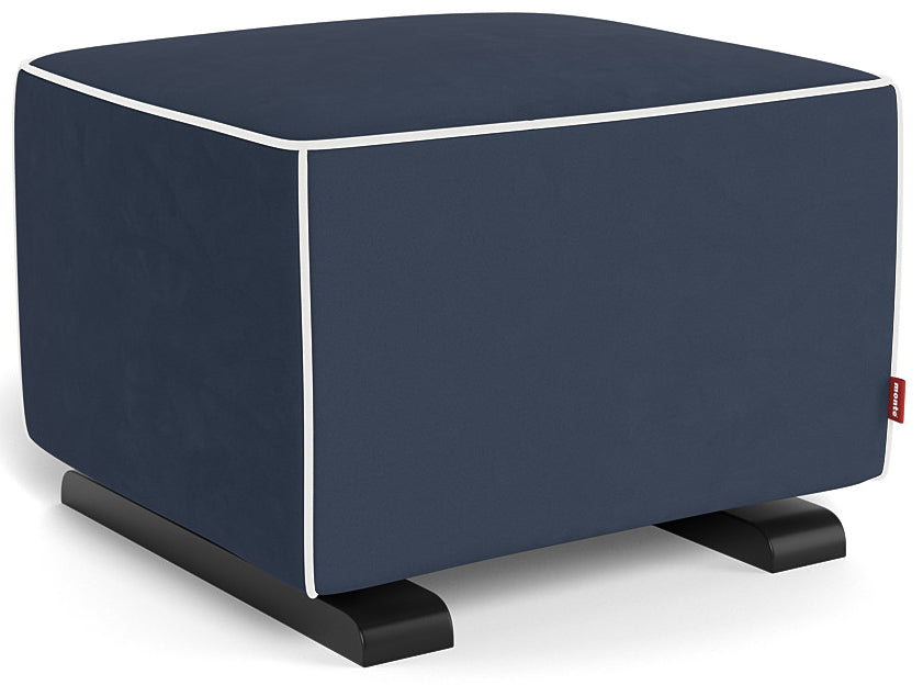 Monte Design Luca Ottoman - Espresso Base / Navy Blue Performance Microfiber Fabric / White Piping