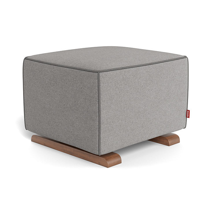 Monte Design Luca Ottoman - Walnut Base / Light Grey Italian Wool Fabric / Dark Grey Piping