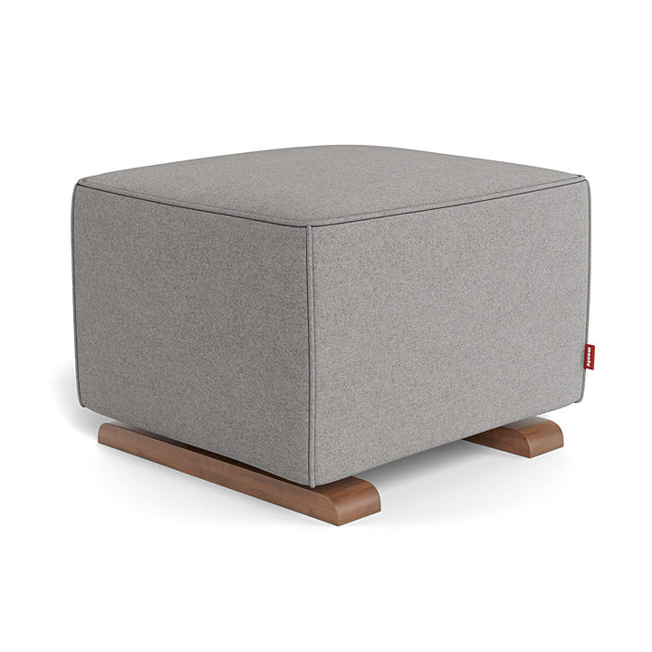 Monte Design Luca Ottoman - Walnut Base / Light Grey Italian Wool Fabric / Light Grey Piping